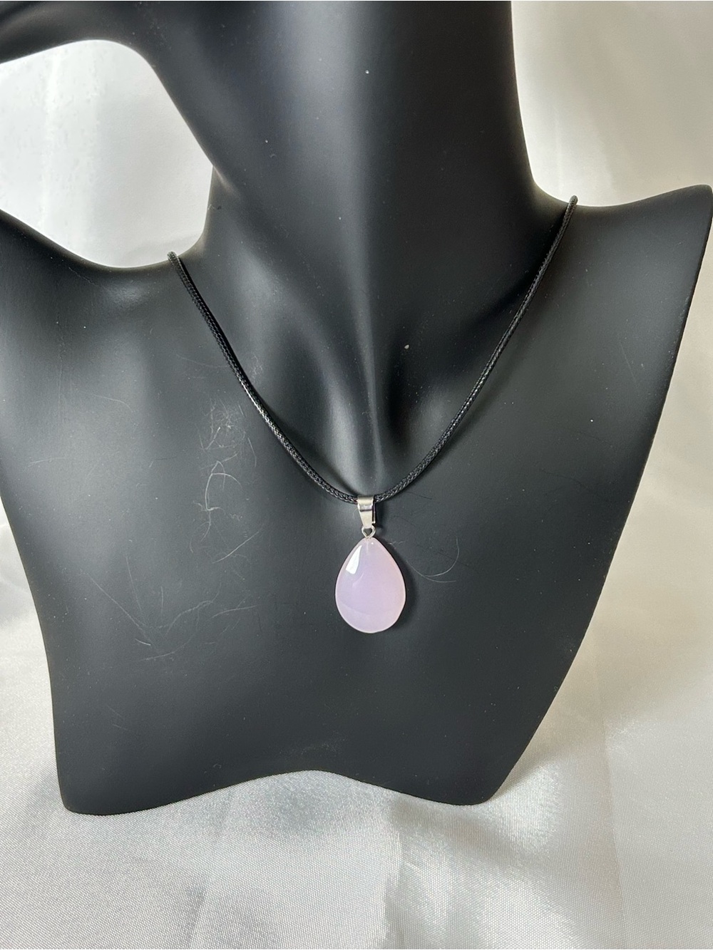 Lovely Stone Teardrop Pendants On Corded Necklaces . Measures 18”